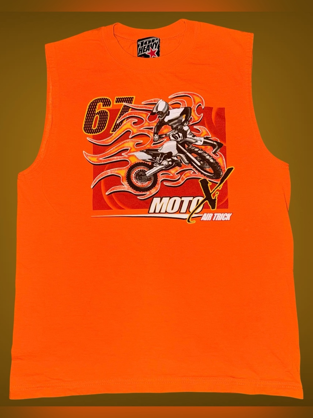 Vintage Y2K 2005 Top Heavy Moto X Air Trick Motocross Sleeveless Shirt Youth XL